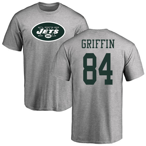 New York Jets Men Ash Ryan Griffin Name and Number Logo NFL Football #84 T Shirt->nfl t-shirts->Sports Accessory